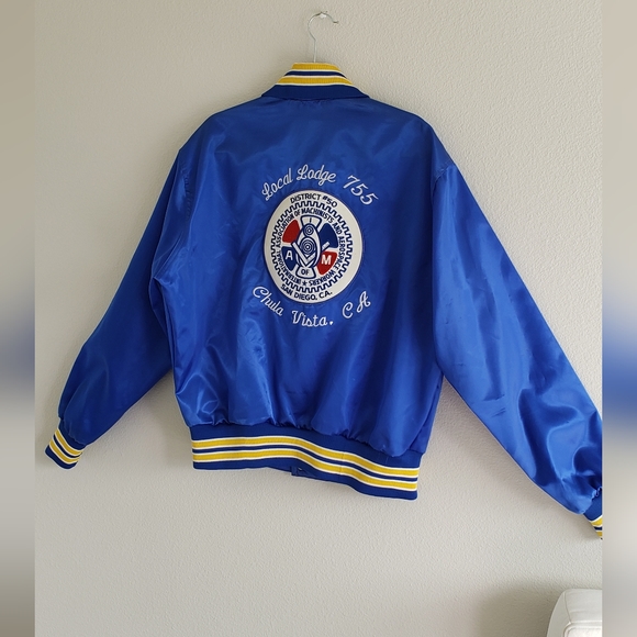 Vintage Satin Jacket Souvenir Chula Vista California Machinis Aerospace Workers - Picture 6 of 6